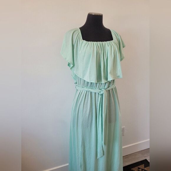 Pinup Fashion Teal Mint Green Maxi Dress Flattering Slimming Plus Size 18 W - Picture 2 of 12
